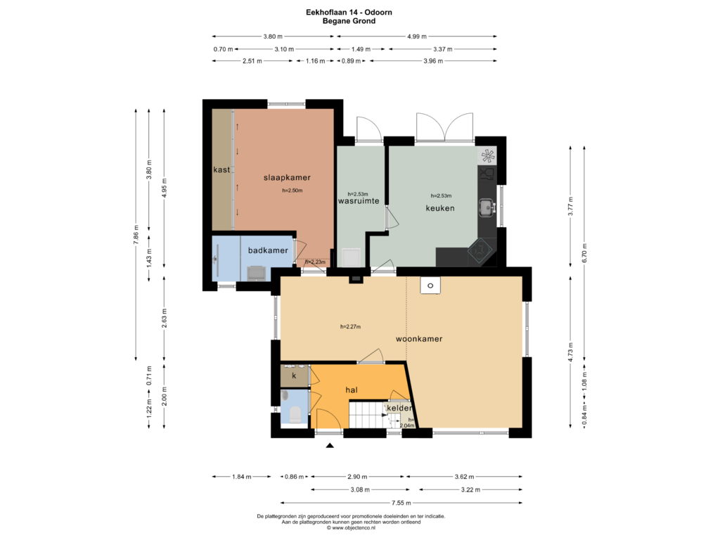 Bekijk plattegrond van BEGANE GROND van Eekhoflaan 14