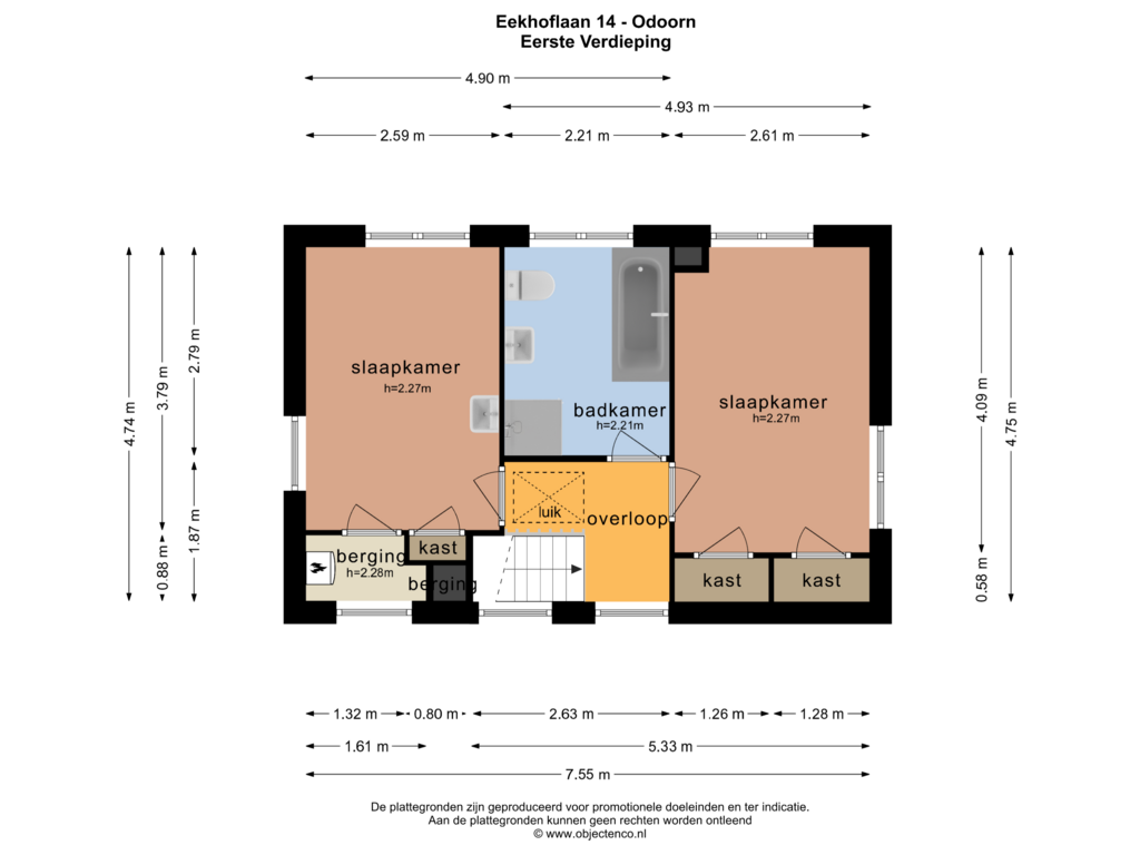 Bekijk plattegrond van EERSTE VERDIEPING van Eekhoflaan 14