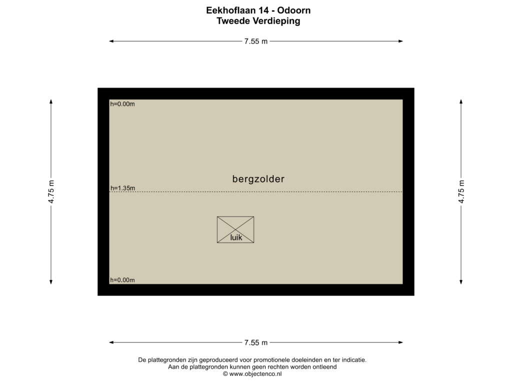 Bekijk plattegrond van TWEEDE VERDIEPING van Eekhoflaan 14