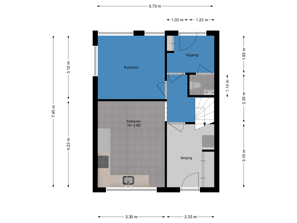 View floorplan of Begane grond of Groen van Prinsterersingel 33