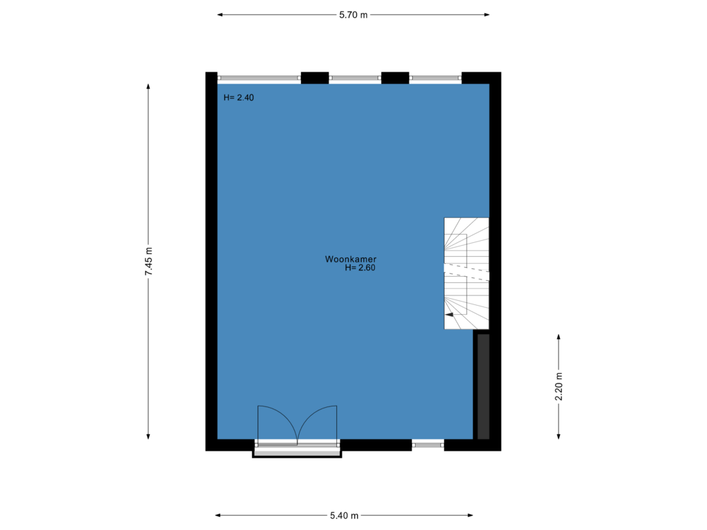 View floorplan of Eerste etage of Groen van Prinsterersingel 33