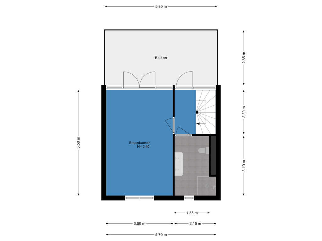 View floorplan of Tweede etage of Groen van Prinsterersingel 33