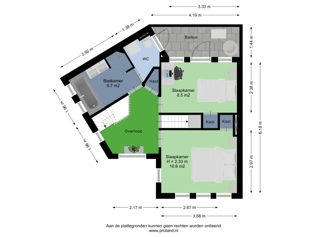 Bekijk plattegrond van 1e Verdieping van Haaksbergerstraat 2