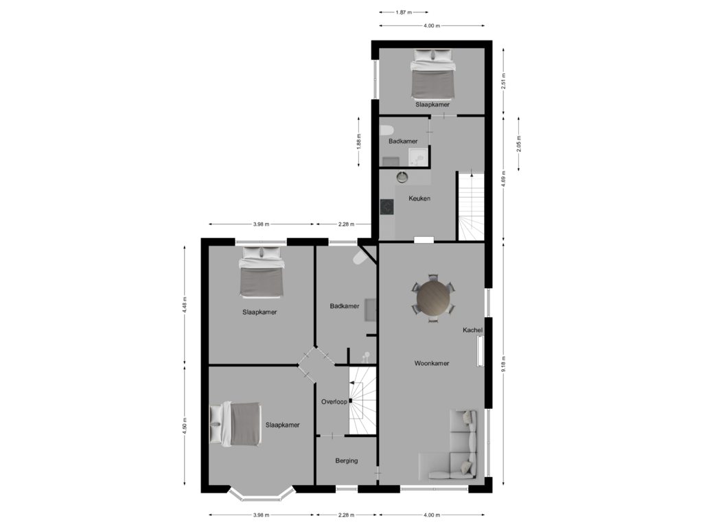 Bekijk plattegrond van Eerste verdieping van Wolfstraat 9