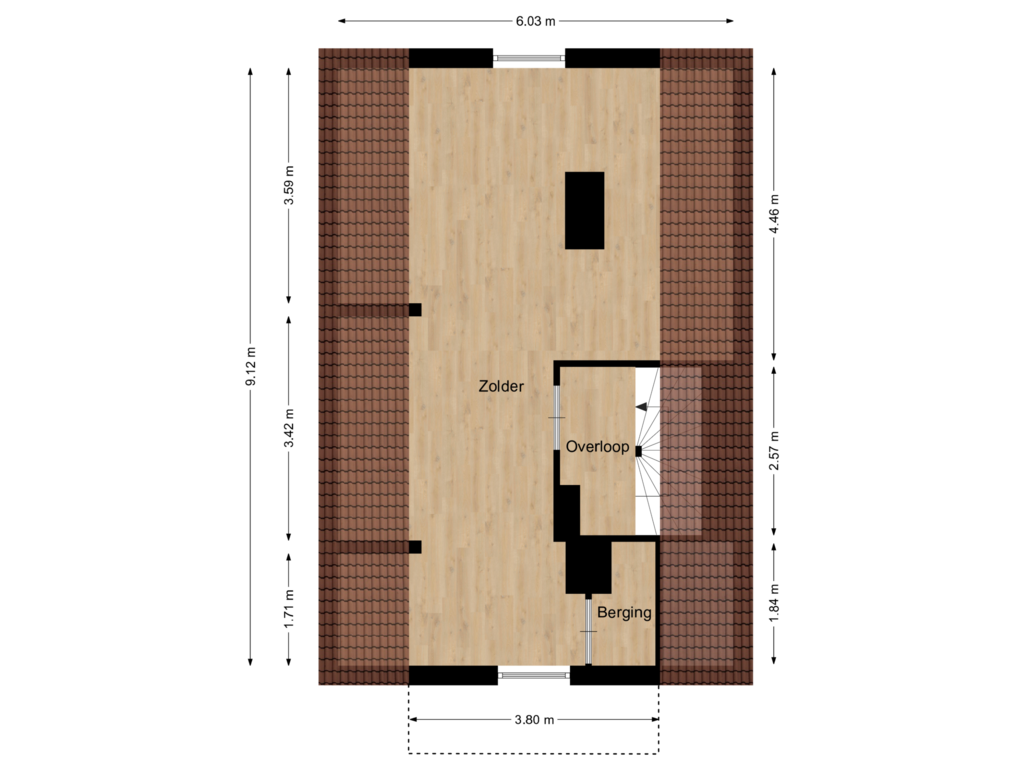 Bekijk plattegrond van Zolder van Wolfstraat 9