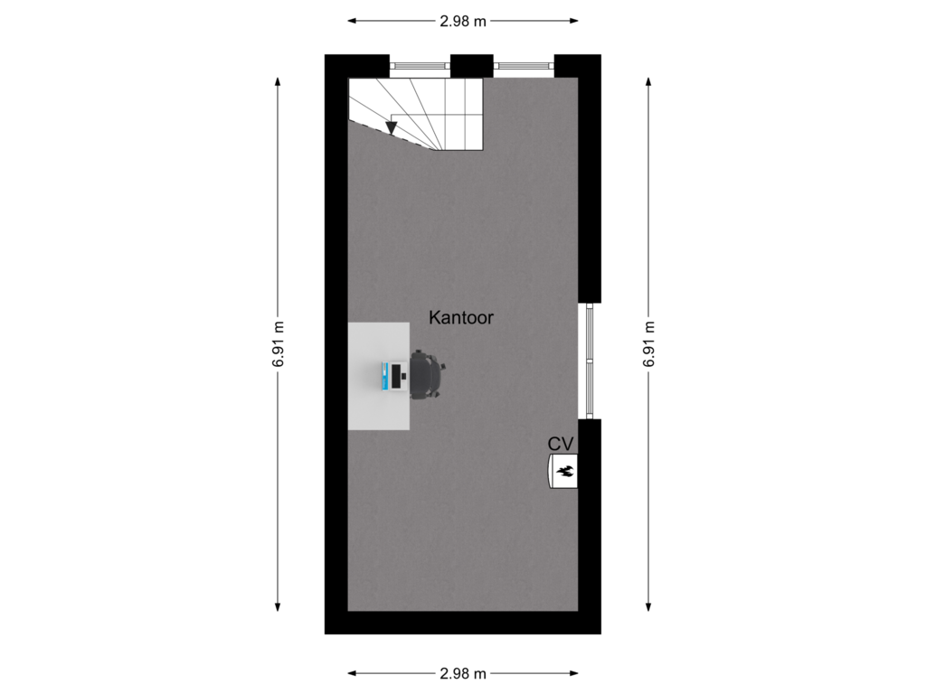 Bekijk plattegrond van Zolder boven keuken van Wolfstraat 9