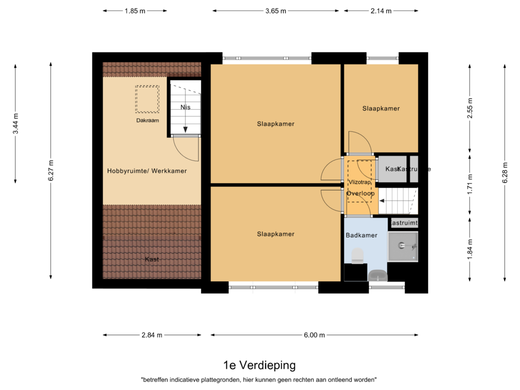 View floorplan of 1e Verdieping of Oranje Nassaulaan 16