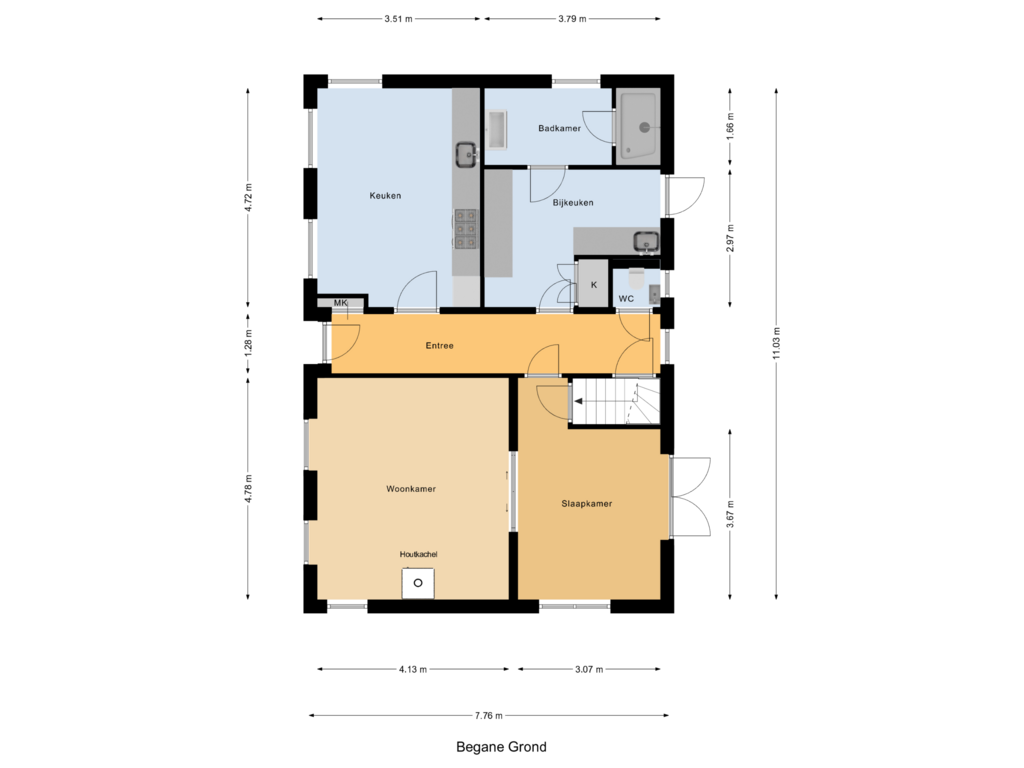 Bekijk plattegrond van Begane Grond van Elkerzeeseweg 48