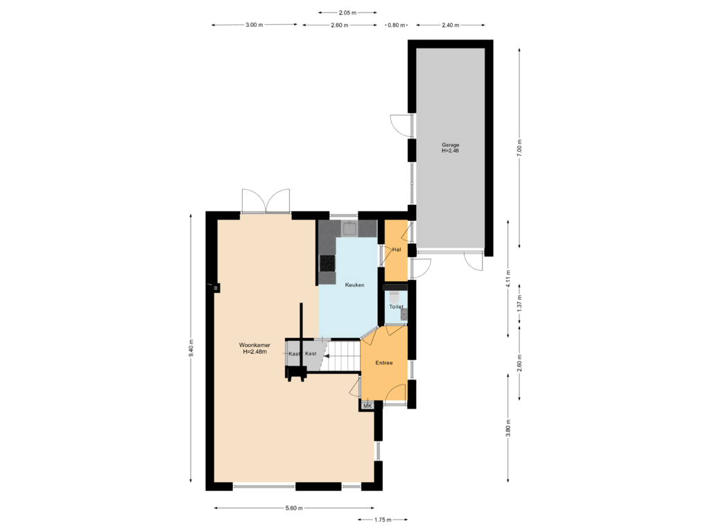 Bekijk plattegrond van Begane grond van Bernhardstraat 36