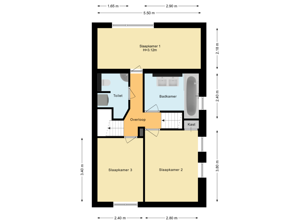 Bekijk plattegrond van Eerste verdieping van Bernhardstraat 36