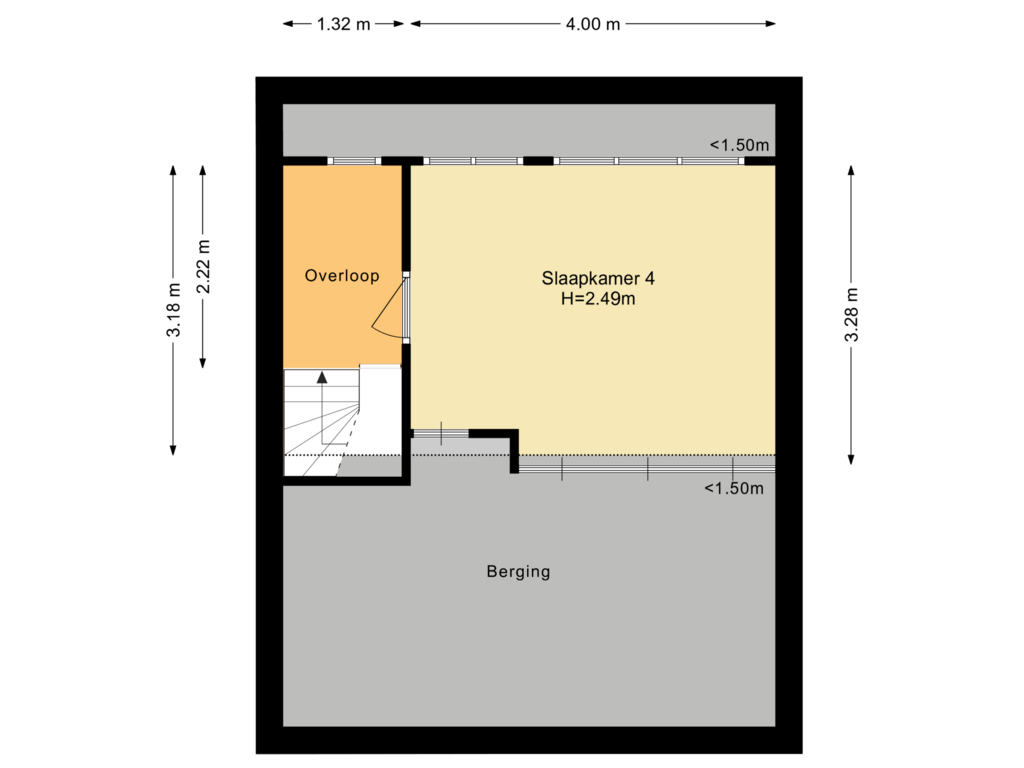 Bekijk plattegrond van Tweede verdieping van Bernhardstraat 36