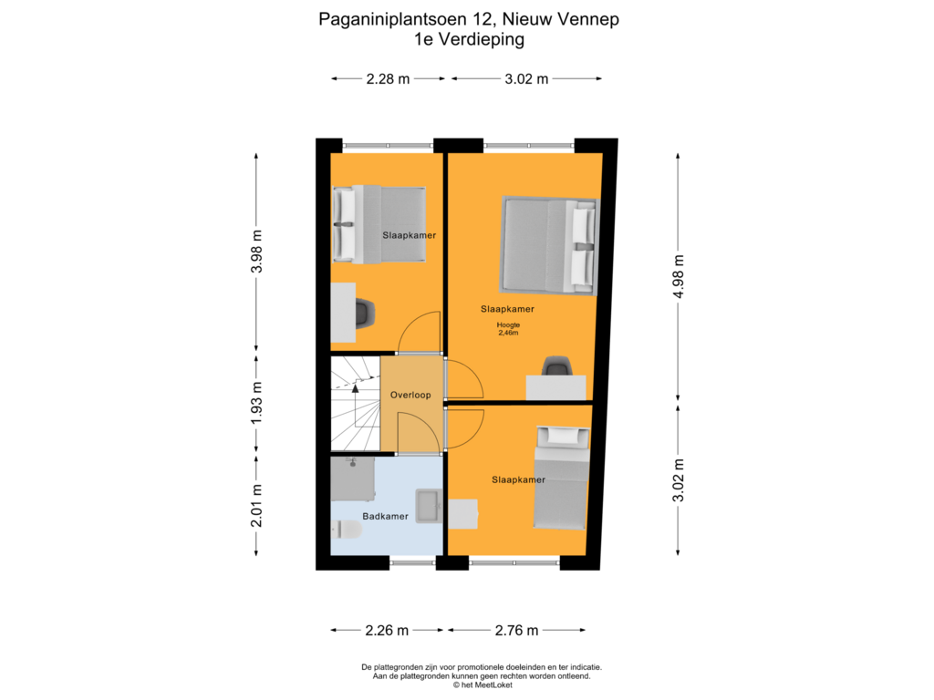 Bekijk plattegrond van 1e Verdieping van Paganiniplantsoen 12