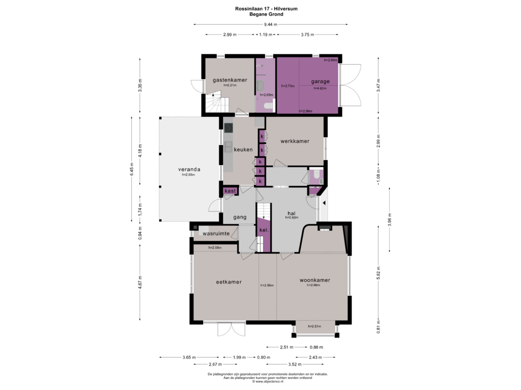 Bekijk plattegrond van BEGANE GROND van Rossinilaan 17