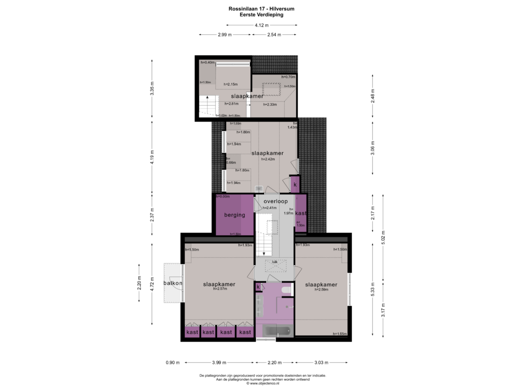 Bekijk plattegrond van EERSTE VERDIEPING van Rossinilaan 17