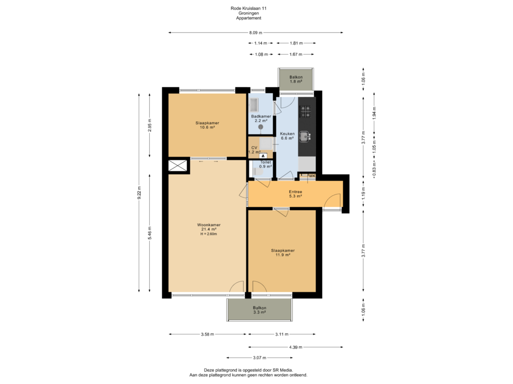 Bekijk plattegrond van Appartement van Rode Kruislaan 11