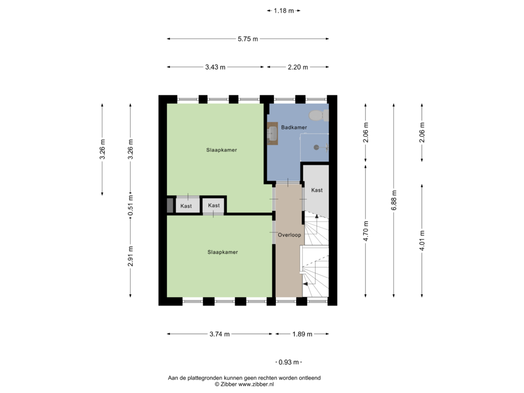 View floorplan of Eerste Verdieping of Vliegerweg 15