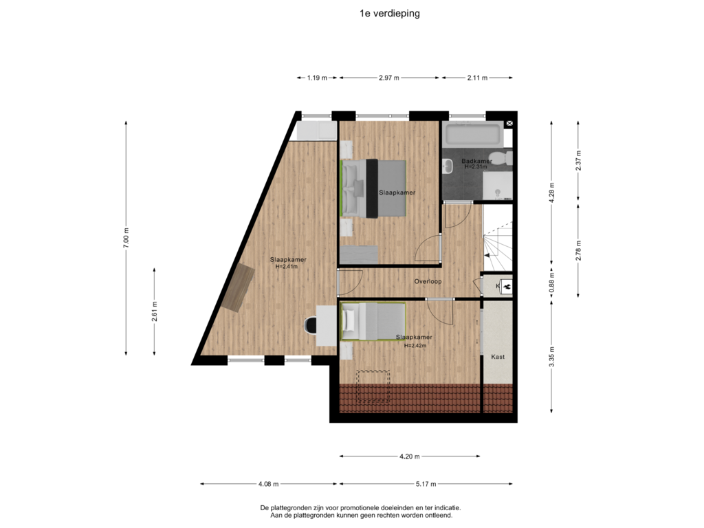 Bekijk plattegrond van 1e verdieping van Heeskesacker 1114