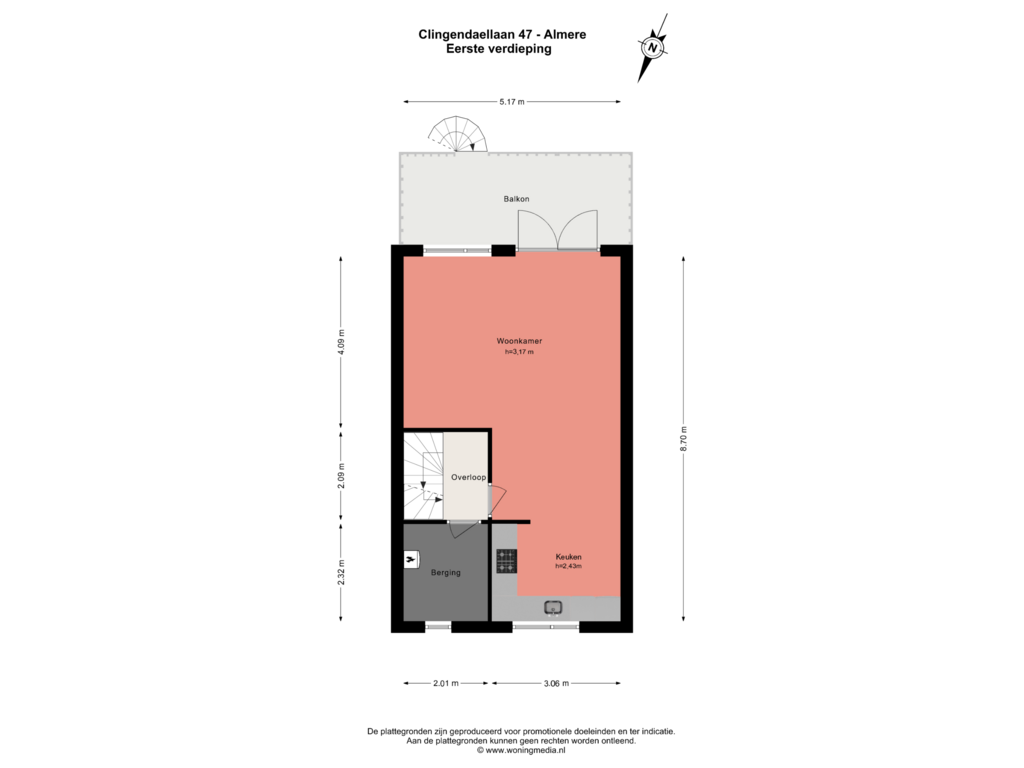 Bekijk plattegrond van 1e_verd van Clingendaellaan 47