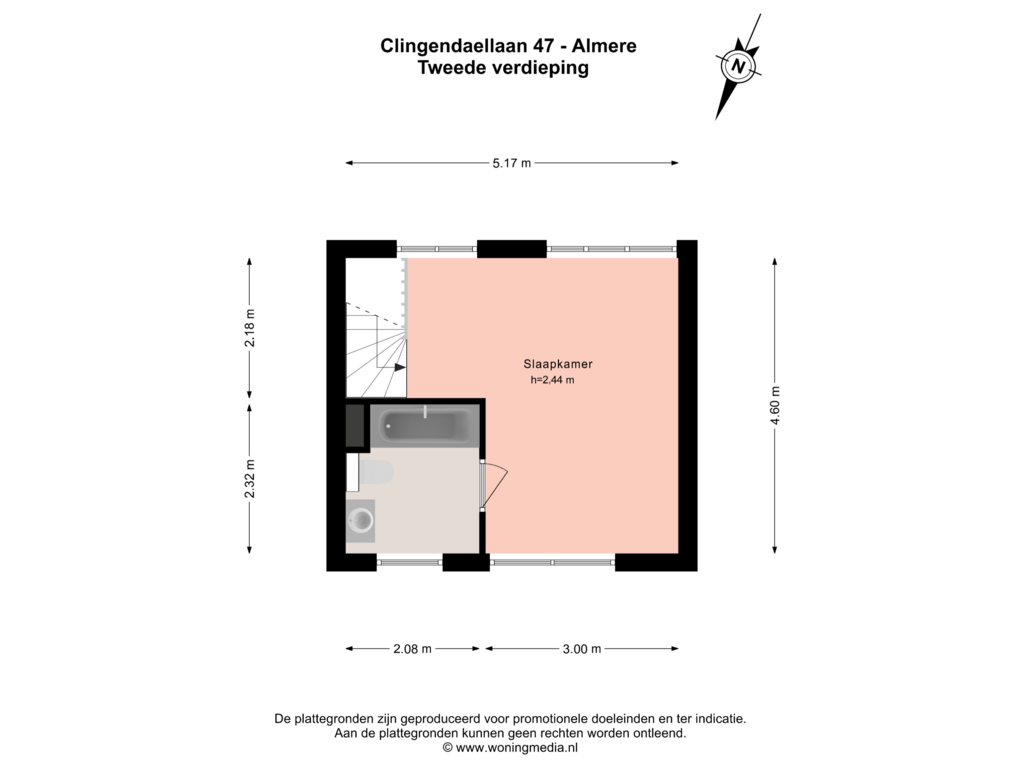 Bekijk plattegrond van 2e_verd van Clingendaellaan 47