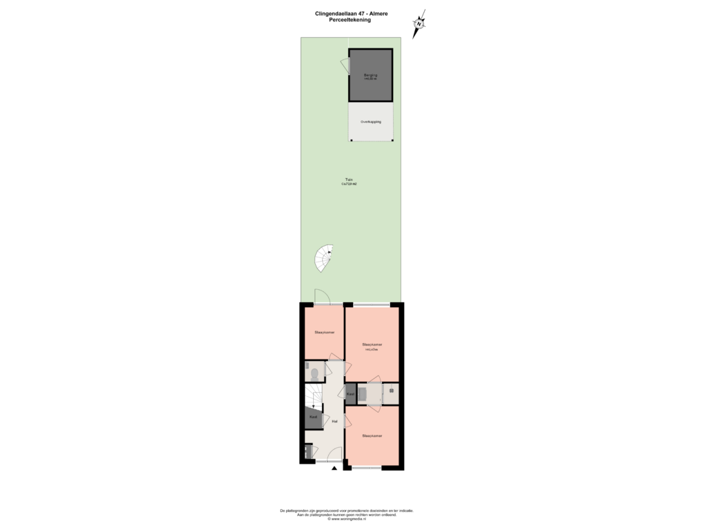 Bekijk plattegrond van Perceeltekening van Clingendaellaan 47