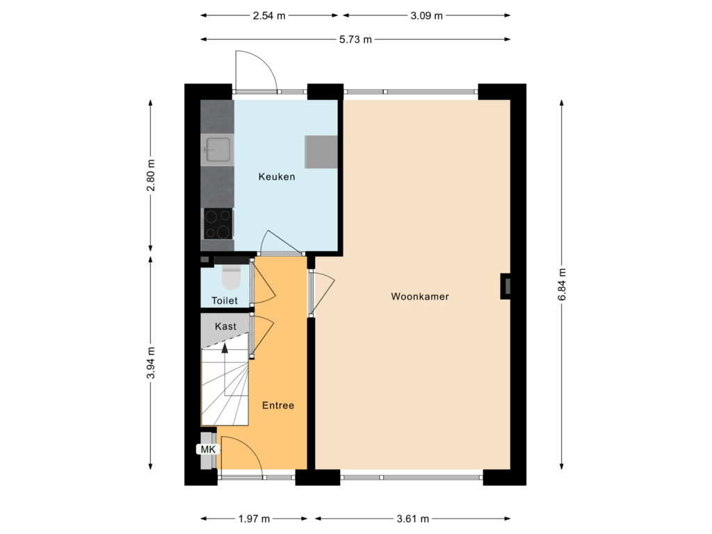 View floorplan of Begane grond of Ridderhof 7