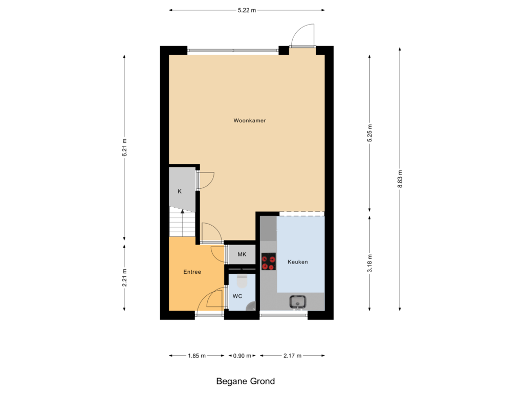 Bekijk plattegrond van Begane Grond van Graveerstift 83