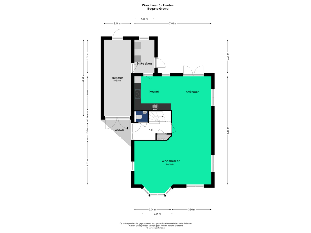 Bekijk plattegrond van BEGANE GROND van Woudmeer 8