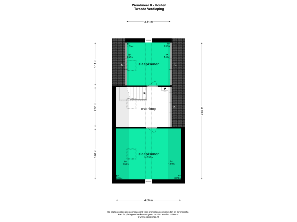 Bekijk plattegrond van TWEEDE VERDIEPING van Woudmeer 8