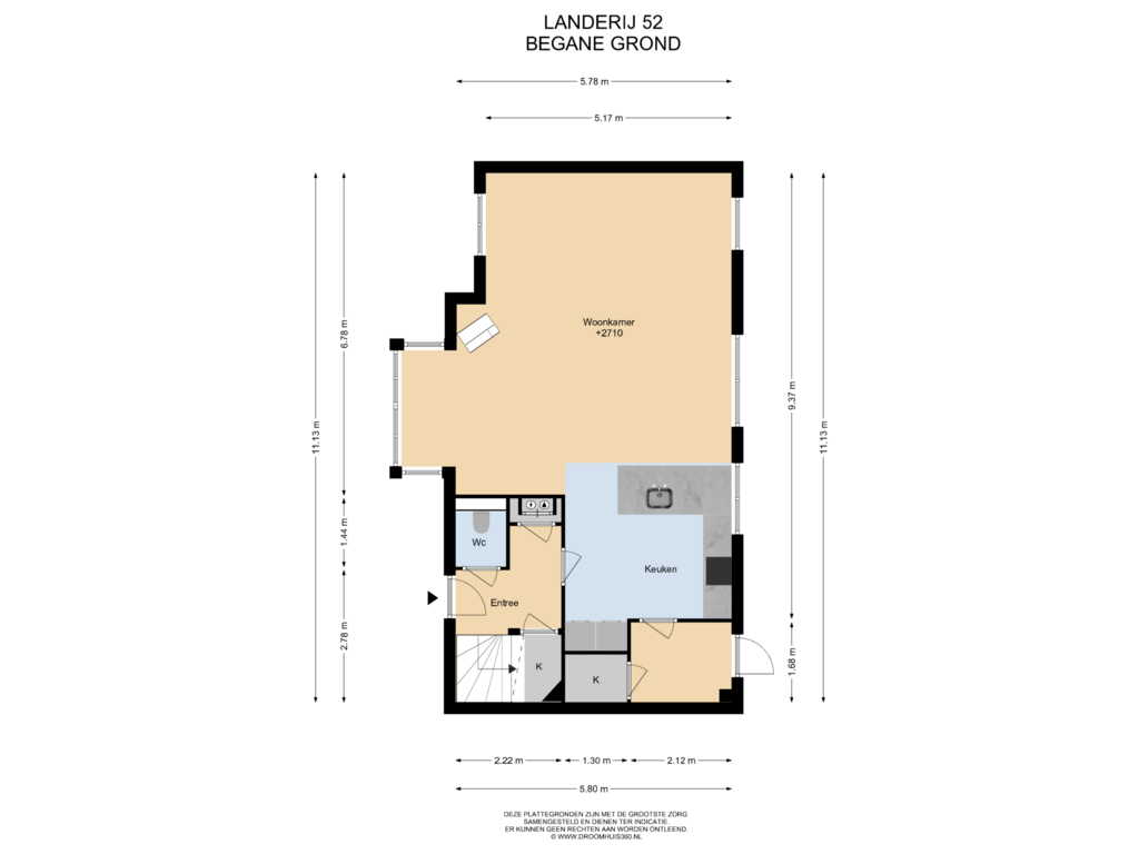 Bekijk plattegrond van Begane grond van Landerij 52