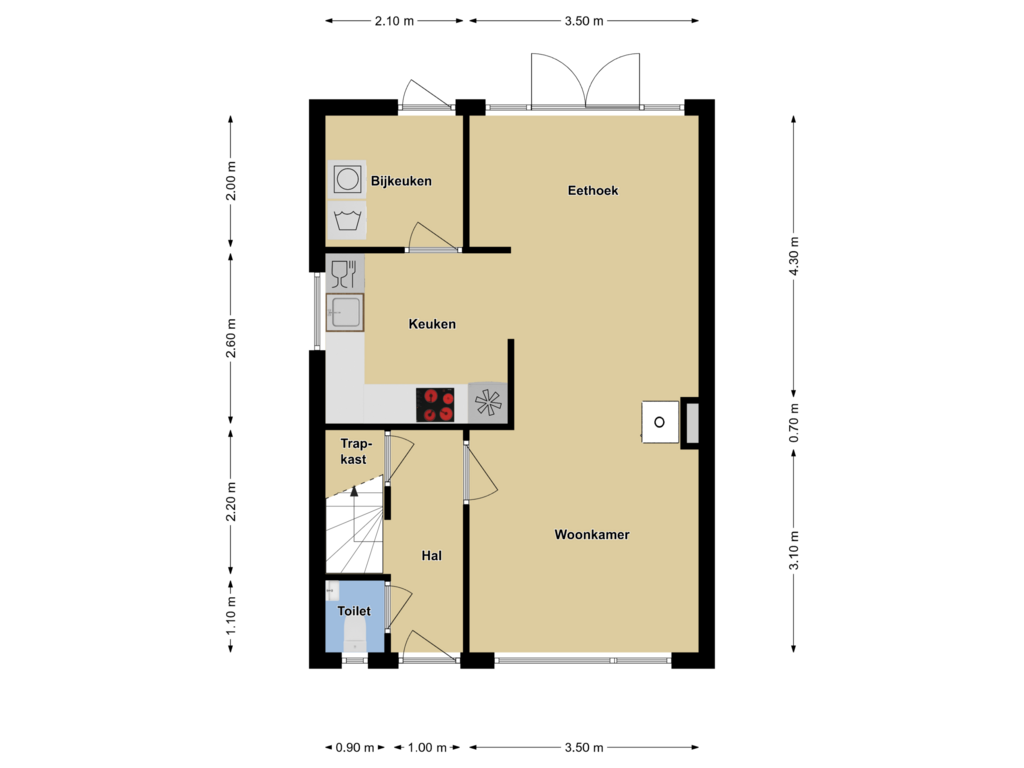 Bekijk plattegrond van Begane grond van Onze Lieve Vrouwestraat 23