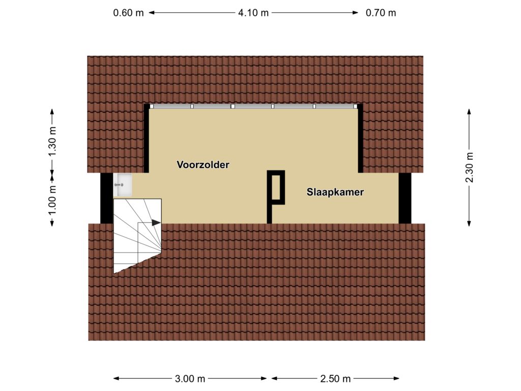 Bekijk plattegrond van 2e Verdieping van Onze Lieve Vrouwestraat 23