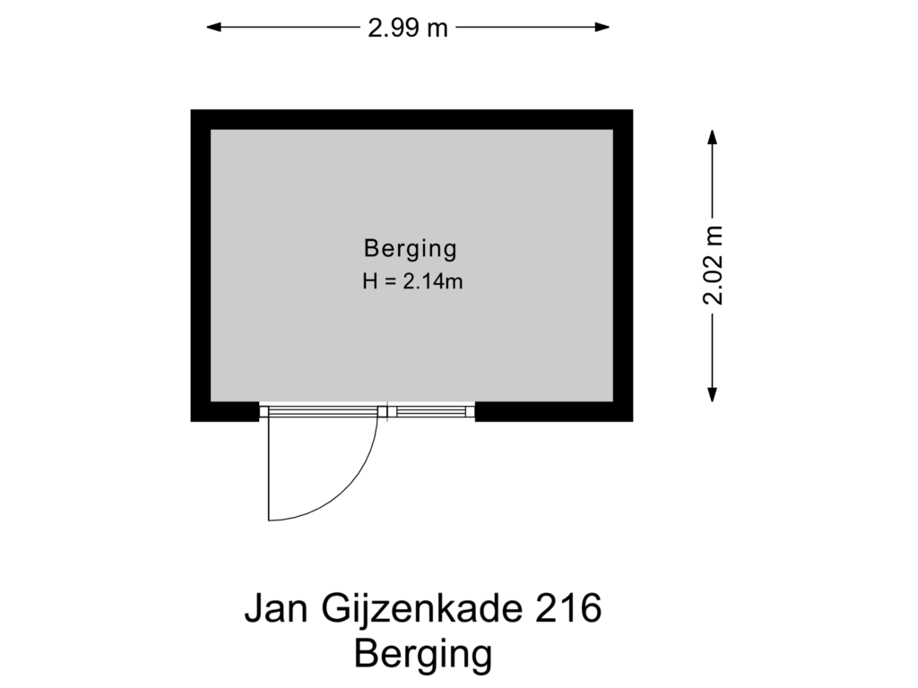 Bekijk plattegrond van Berging van Jan Gijzenkade 216