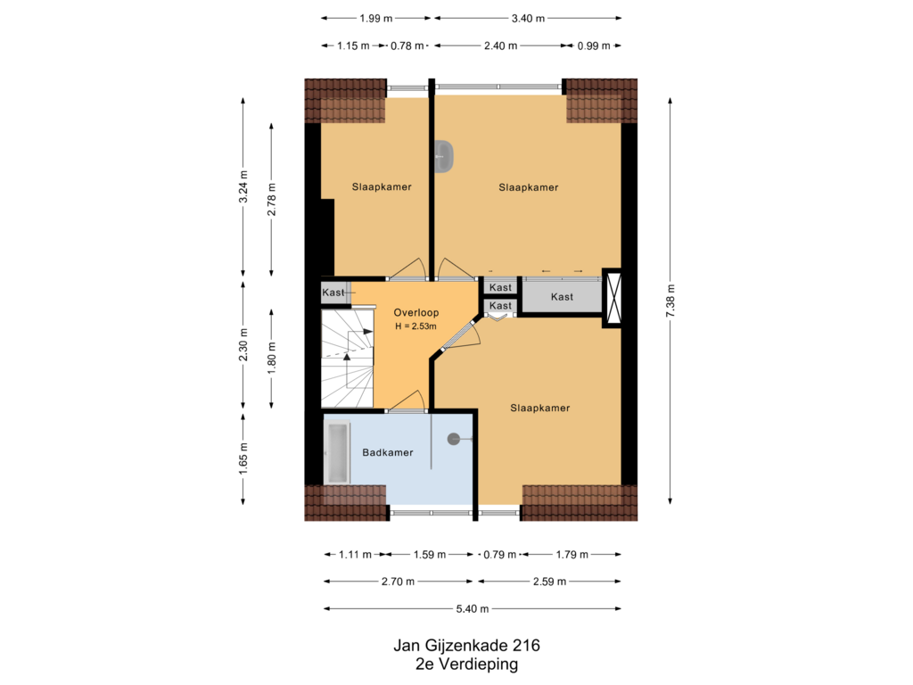 Bekijk plattegrond van 2e Verdieping van Jan Gijzenkade 216