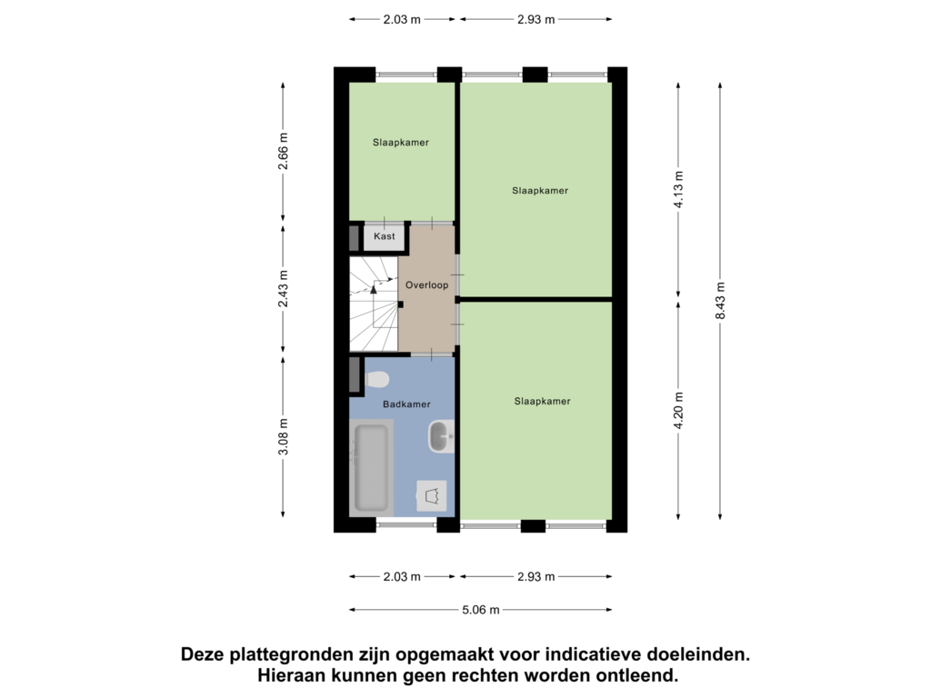 View floorplan of Tweede  Verdieping of Saturnusstraat 107