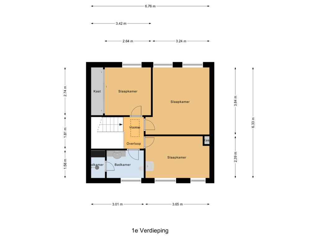 View floorplan of 1e Verdieping of Rubensstraat 31