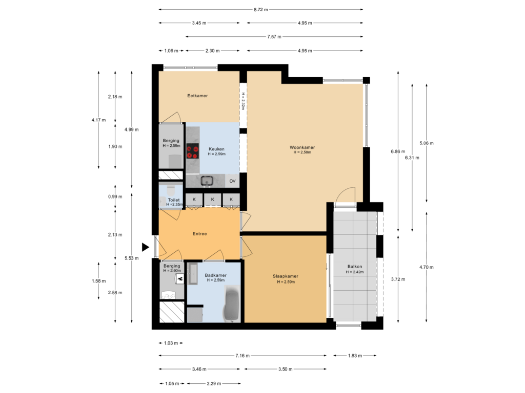 Bekijk plattegrond van Appartement van Zuidkade 6-L