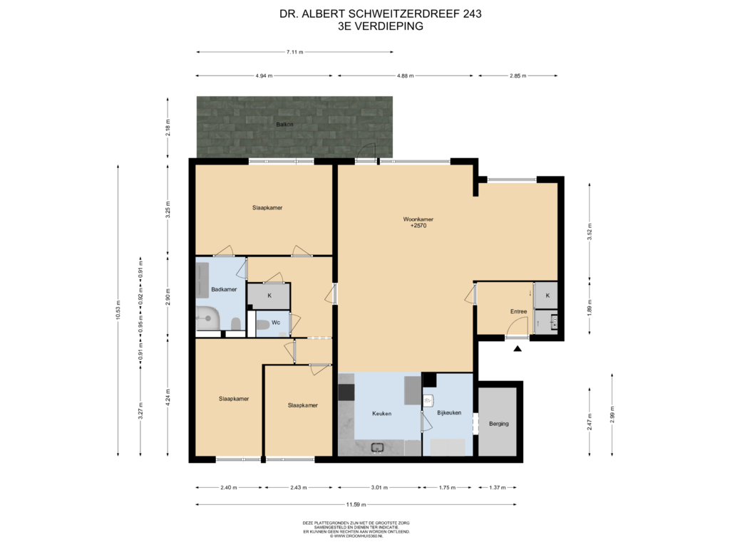 Bekijk plattegrond van 3E Verdieping van Dr. Albert Schweitzerdreef 243