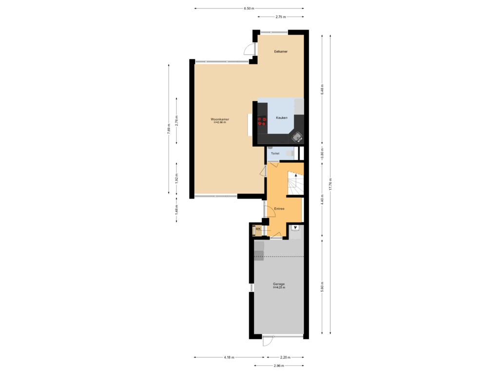 View floorplan of Begane grond of Westdorplaan 163