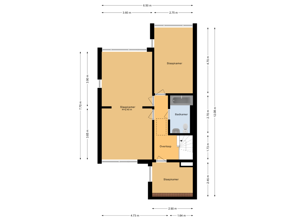 View floorplan of Eerste verdieping of Westdorplaan 163