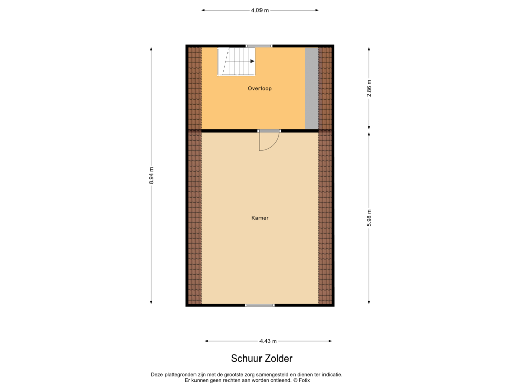 Bekijk plattegrond van Schuur Zolder van Nederwoudseweg 5-A