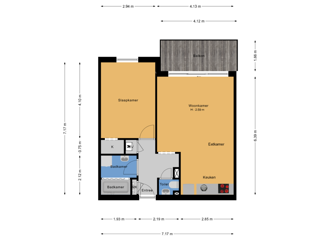 Bekijk plattegrond van Appartement van Bosscheweg 250-25