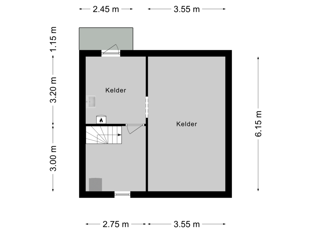 Bekijk plattegrond van Souterrain van Burgemeester Pappersweg 5