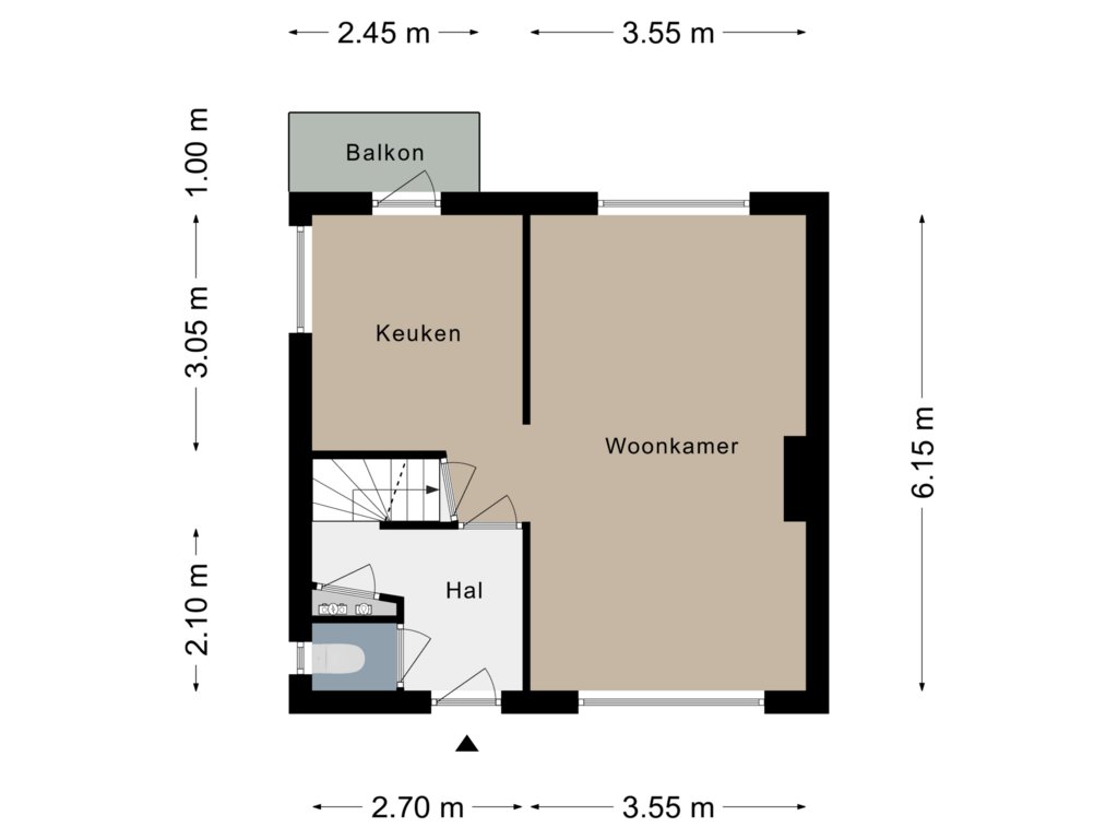 Bekijk plattegrond van Begane grond van Burgemeester Pappersweg 5