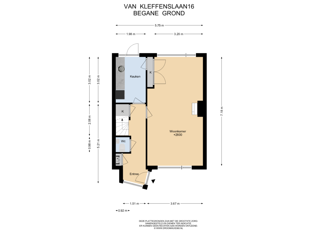 Bekijk plattegrond van Begane  grond van Van Kleffenslaan 16