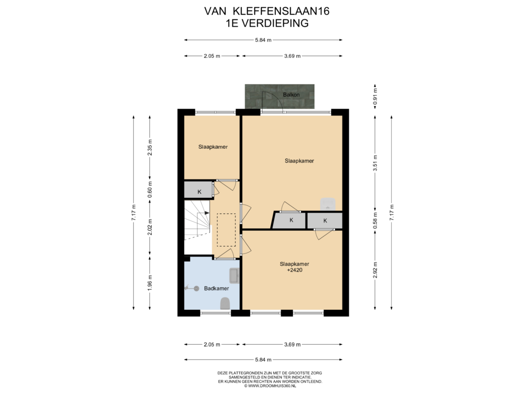 Bekijk plattegrond van 1E Verdieping van Van Kleffenslaan 16