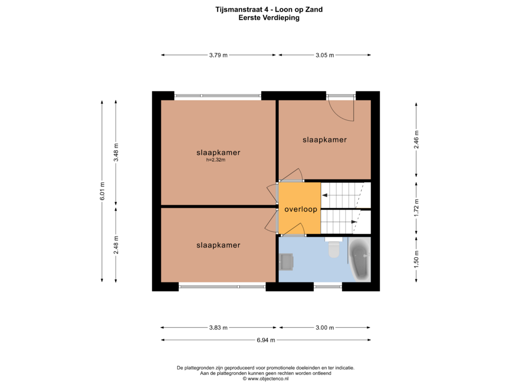 View floorplan of EERSTE VERDIEPING of Tijsmansstraat 4