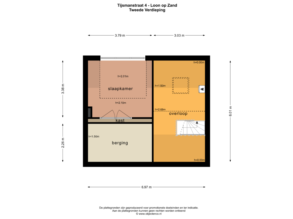 View floorplan of TWEEDE VERDIEPING of Tijsmansstraat 4