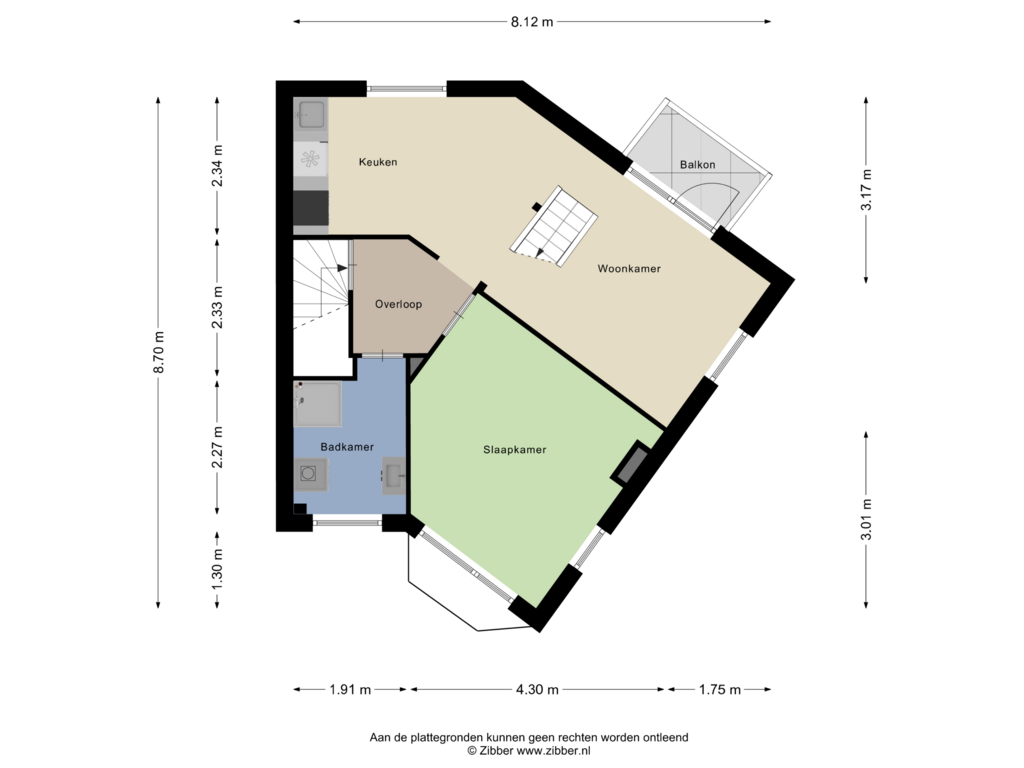 View floorplan of Eerste verdieping of President Steynstraat 55