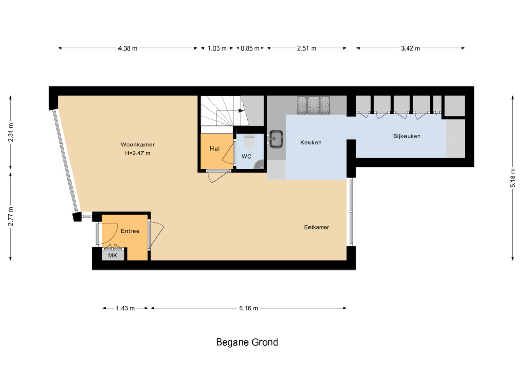 Bekijk plattegrond van Begane Grond van Mergelland 26