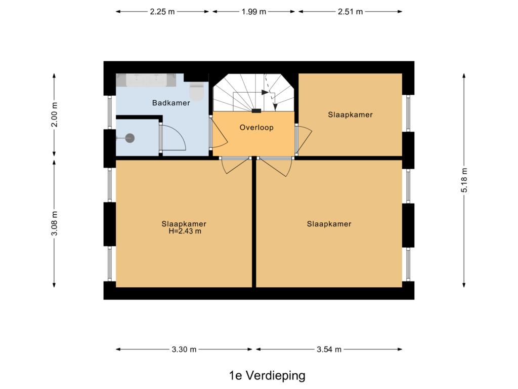 Bekijk plattegrond van 1e Verdieping van Mergelland 26